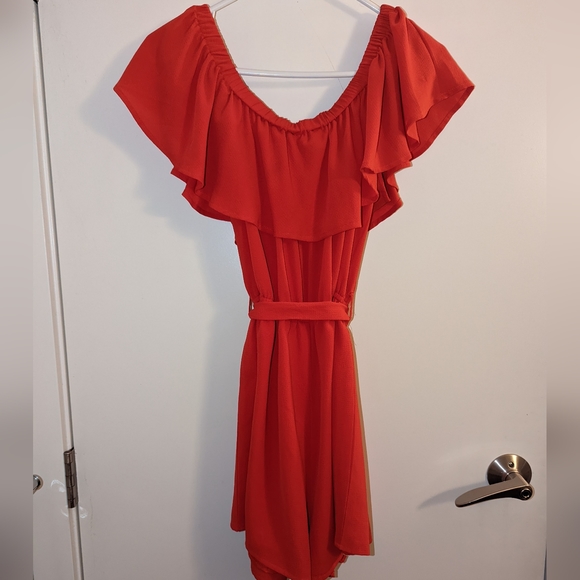 Forever 21 Red Off the Shoulder Romper - Picture 6 of 7
